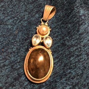 Unique vintage silver and gemstone pendant